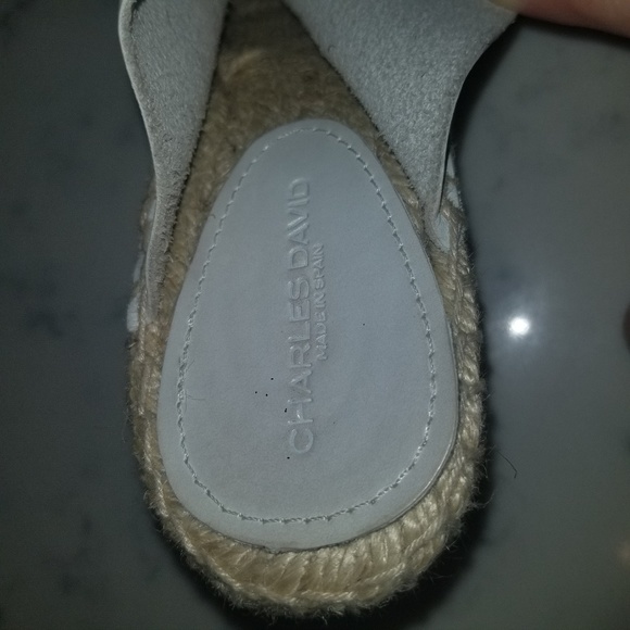 Charles David White Leather Espadrille Wedge - 38 - Picture 5 of 7